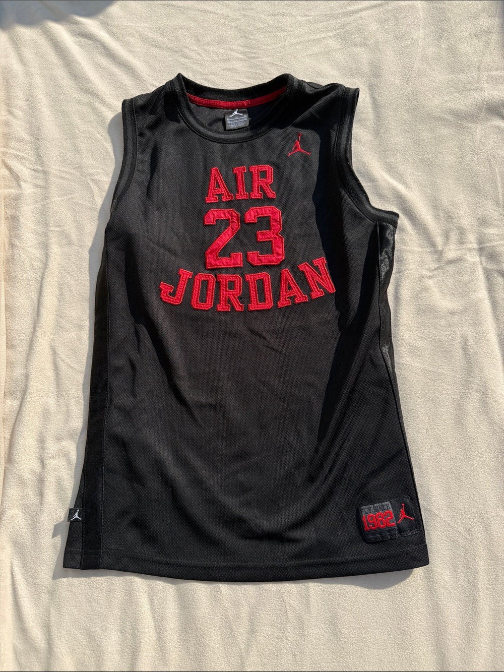 Jordan Black & Red Sleeveless 'Air 23' Kids Basketball Jersey